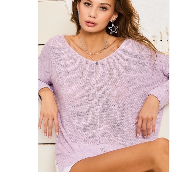 Scoop Neck Slide Slit Sweater - Picture 2 of 8